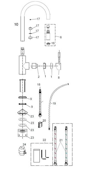Шланг водопроводной воды Franke supply hose 133.0438.195 (гибкая подводка комплект)